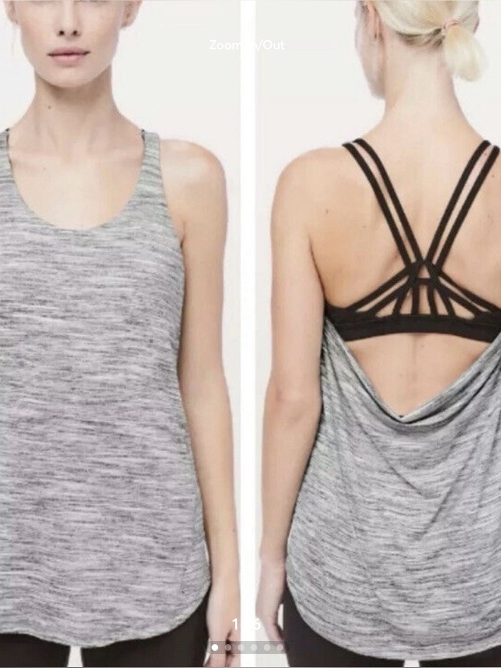 Lululemon moment to movement 2-in-1 tank tiger space dye black white size 8